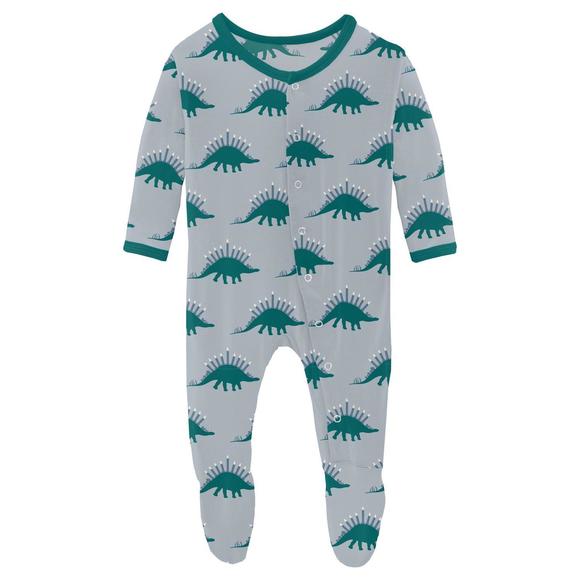 NEW KICKEE kids' print footie with snaps in pearl blue menorahsaurus - Picture 1 of 1